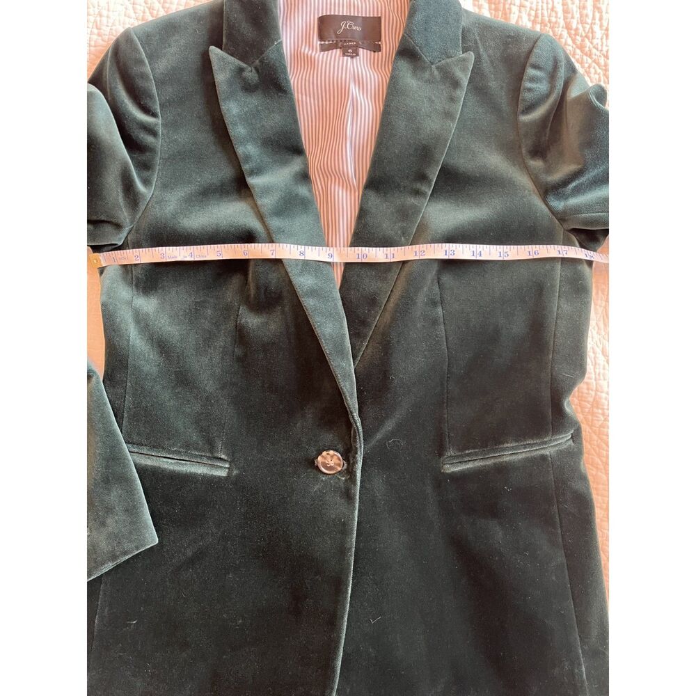 J Crew Parke Blazer Jacket Velvet Sz 6 Old Forest Green Luxe Academia Whimsigoth - Picture 6 of 14